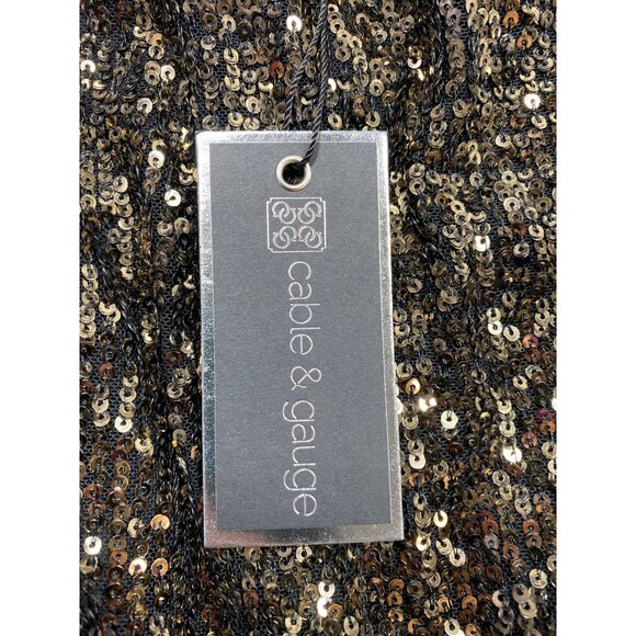 Cable & Gauge Womens Small Gold Black Sequin Lined Top Blouse New - Picture 7 of 9